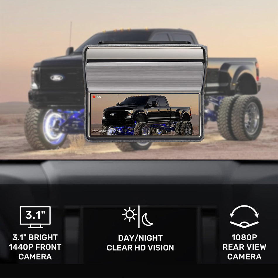 Universal 2K WiFi Dual Dash Camera DVR – 2K Front & 1080P Rear Camera App Control, Night Vision & 24-Hour Remote Monitoring