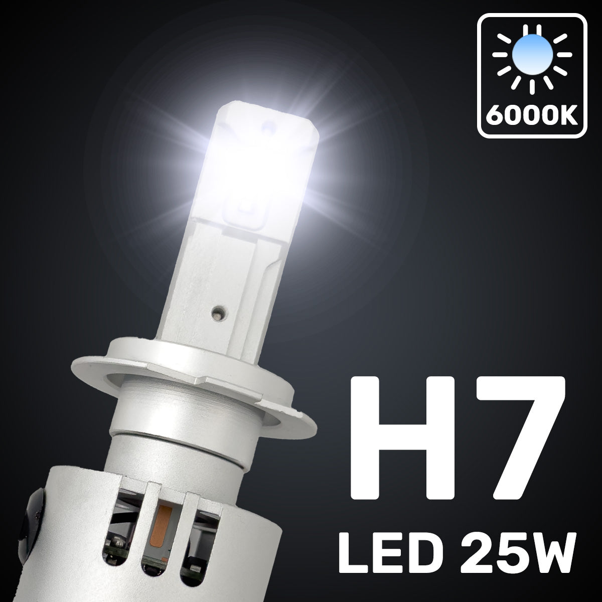 H7 12V High Power LED Headlight Bulbs 25-Watt (Single Beam