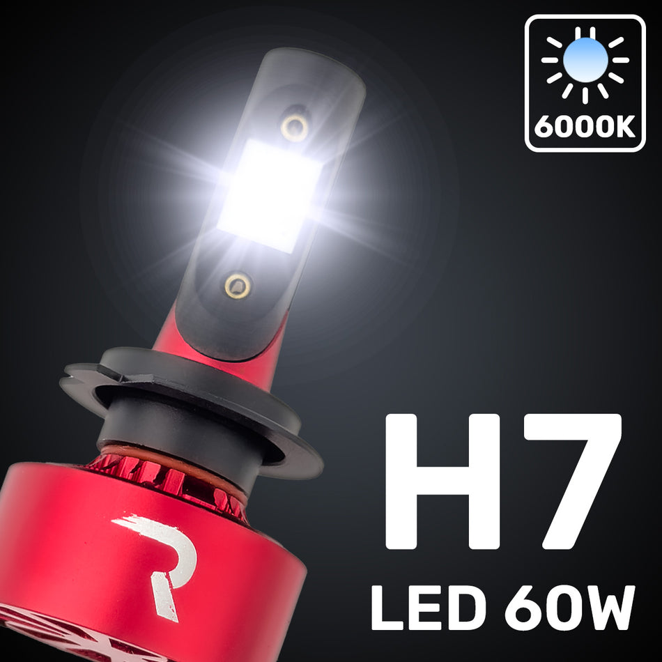 H7 12V 60-Watt Ultra High-Power (Single Beam) LED Headlight Bulbs