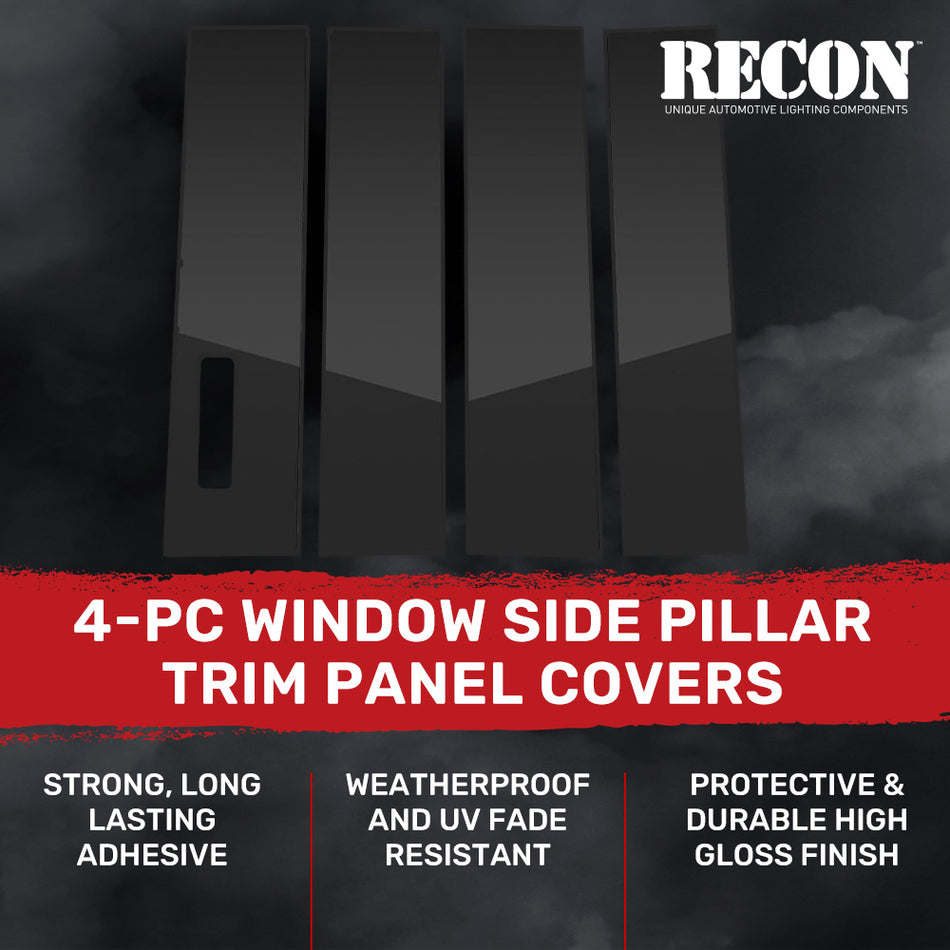 Ford F150 15-21 Protective Side Window 4-PC Pillar Trim Covers with Keypad Cutout - High Gloss Black