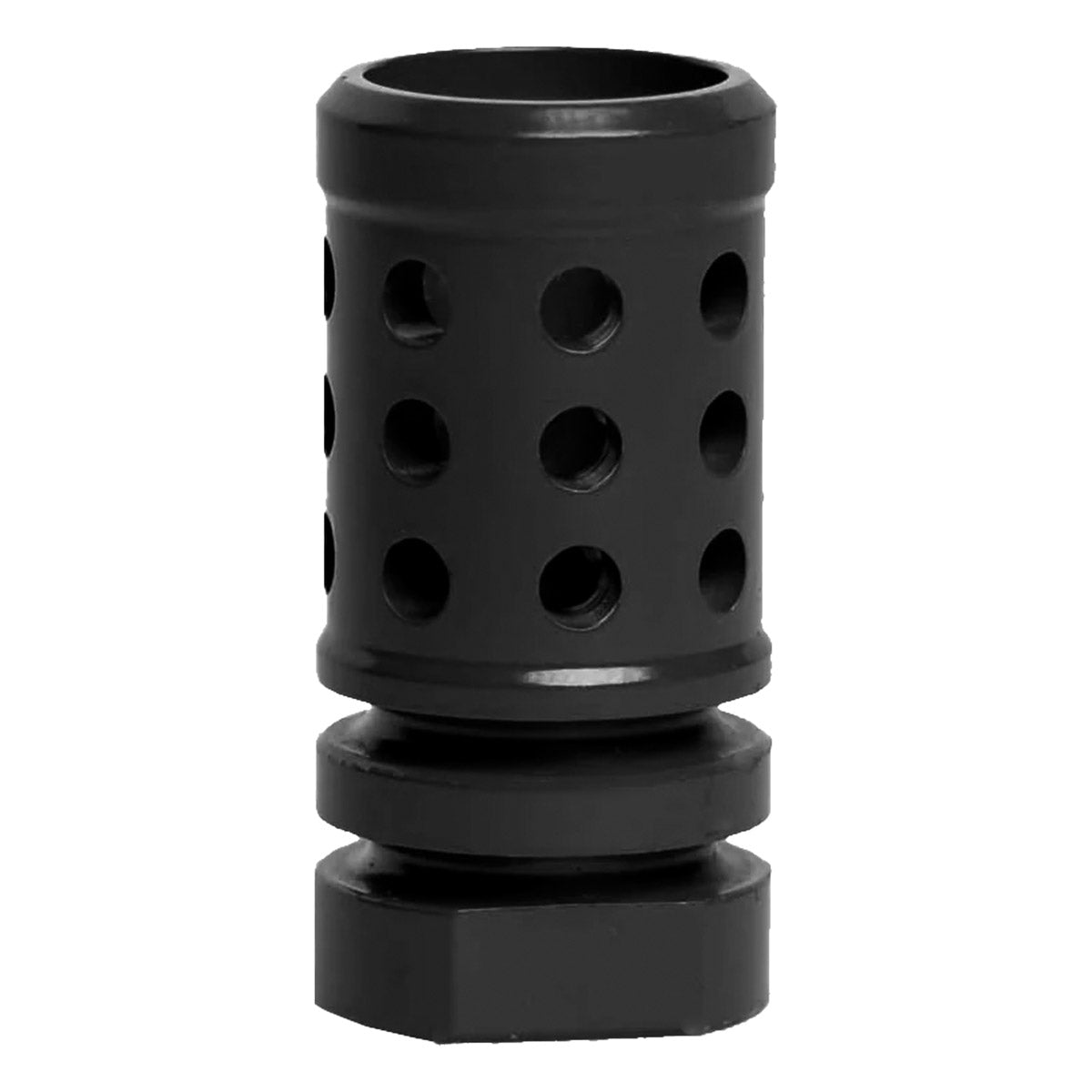  - BLACK / Perforated Hole Flash Hider Rifle Barrel Antenna Tip