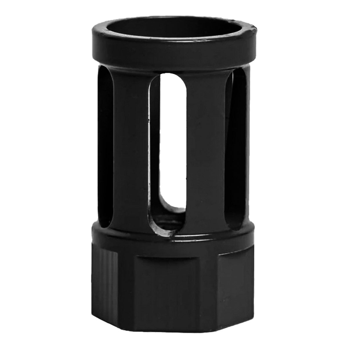  - BLACK / Bird Cage Flash Hider Rifle Barrel Antenna Tip