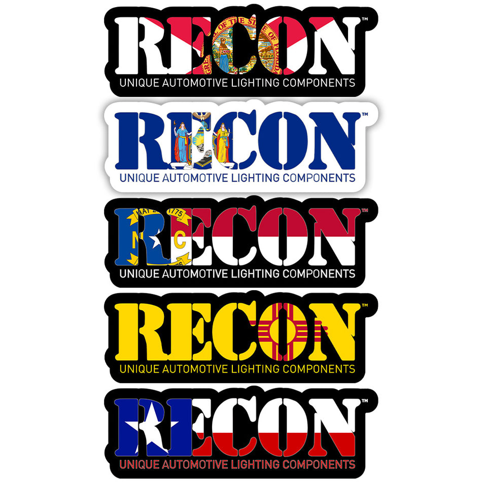 RECON U.S. State Decal Stickers - Choose Your State 7" x 2.75" Glossy Finish