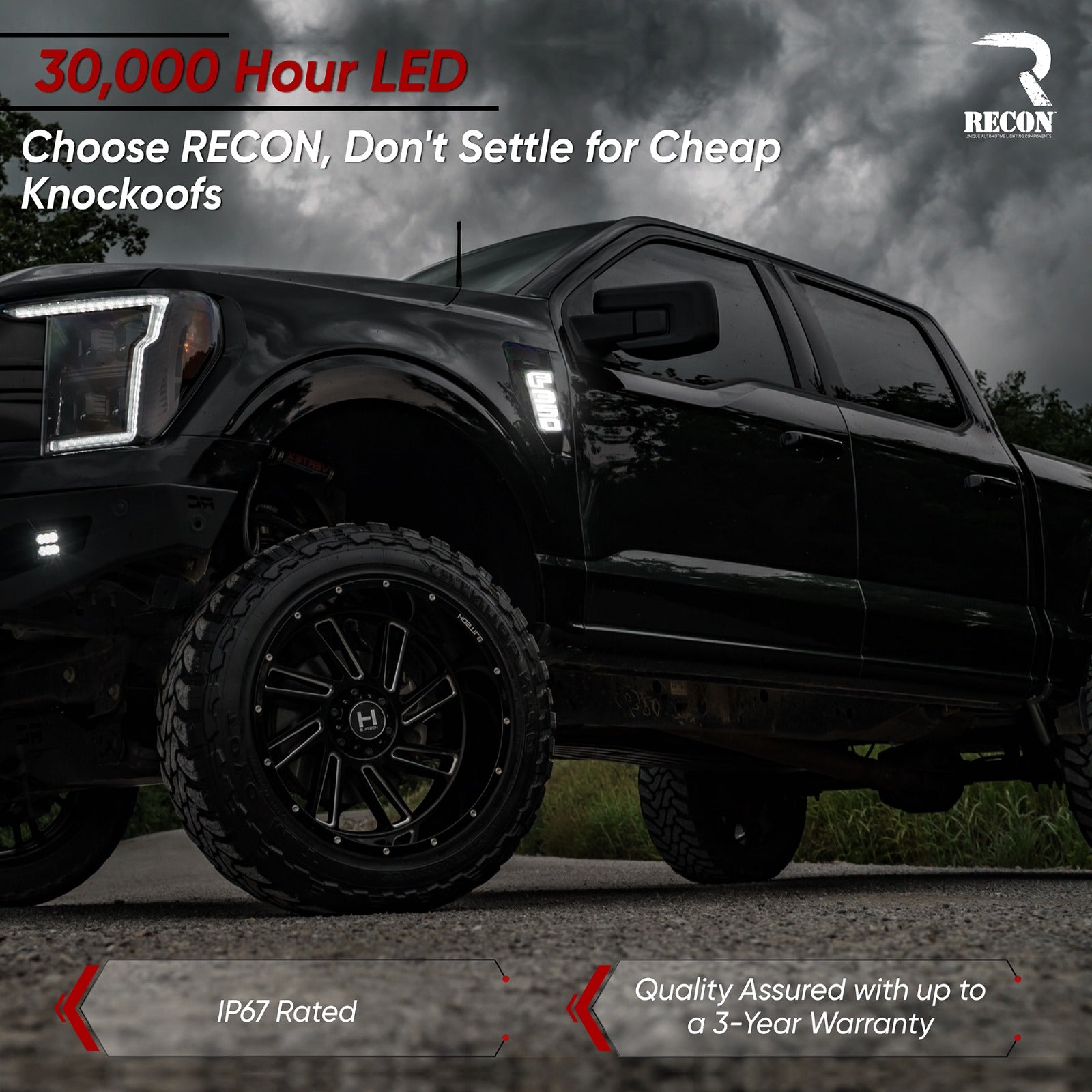 Ford F350 17-22 Illuminated Emblems in Chrome with Amber, Red, White & -  GoRECON