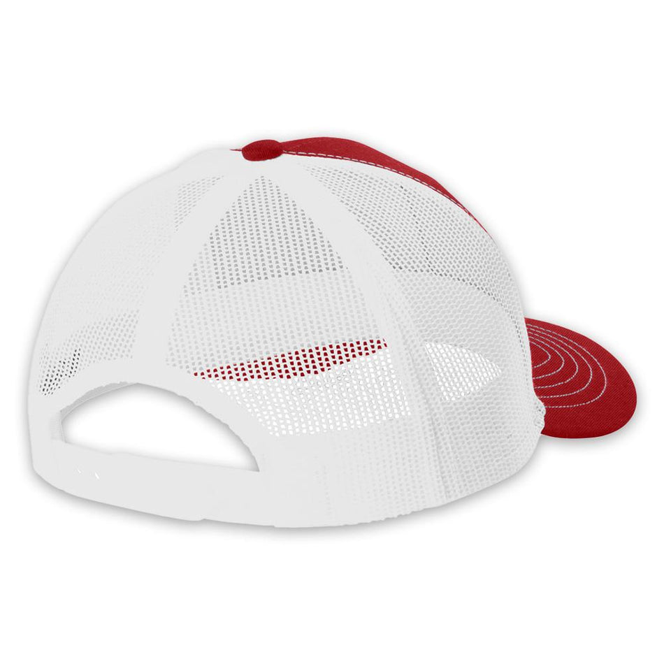 RECON "R" Trucker Snapback Hat - Red Front/White Mesh with White Logo