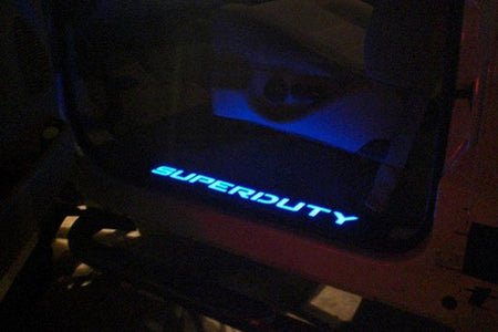 Ford Super Duty 99-16 Illuminated Door Sill Black Finish Blue Illumination 6