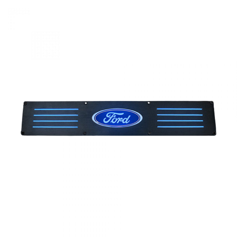 Ford Super Duty 99-16 Illuminated Door Sill Black Finish in Blue