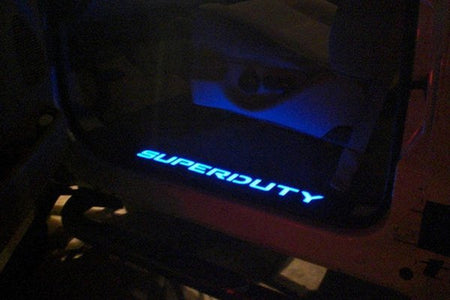 Ford Super Duty 99-16 Illuminated Door Sill Black Finish Blue Illumination 2
