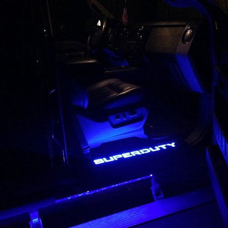 Ford Super Duty 99-16 Illuminated Door Sill Black Finish Blue Illumination 3