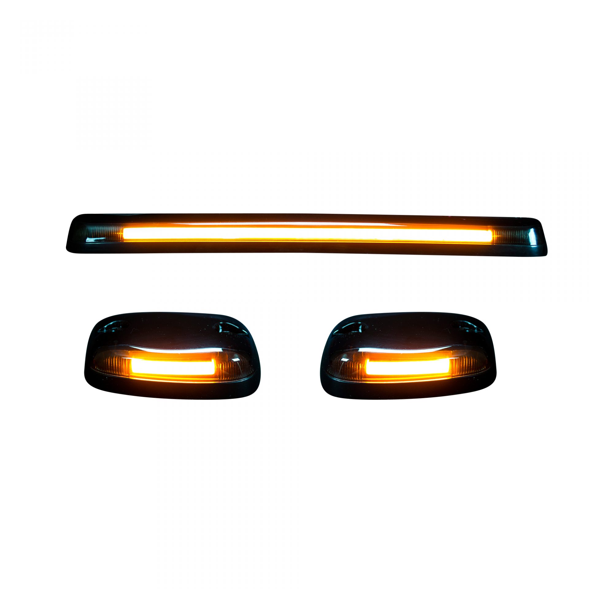 MC &amp; Chevy 07-14 3 Piece Cab Roof Light Set OLED Smoked Lens in Amber