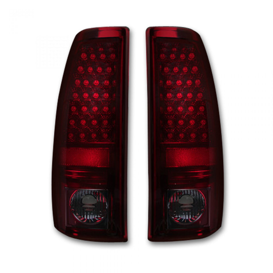 Chevy Silverado &amp; GMC Sierra 99-07 Tail Lights LED in Dark Red Smoked
