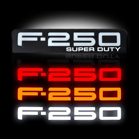 Ford F250 08-10 Illuminated Emblems Black Chrome in Amber, Red &amp; White