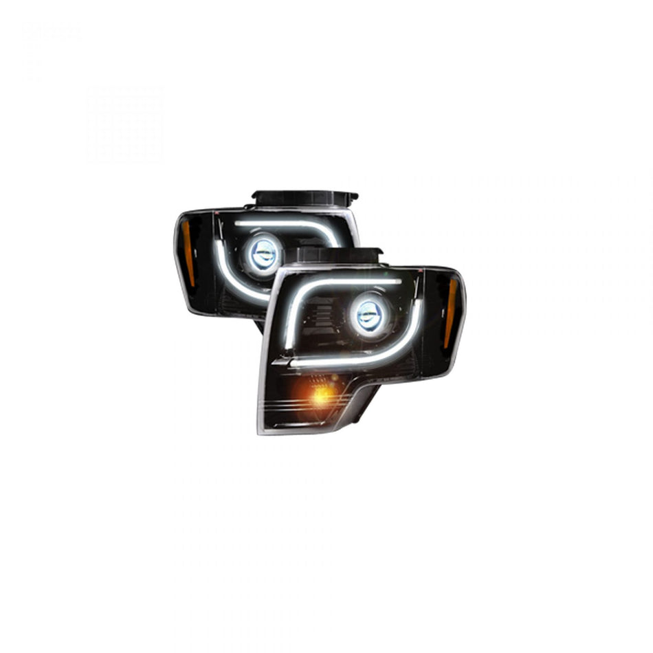 Ford F150 & Raptor 09-14 Projector Headlights OLED Halos & DRL Smoked/Black