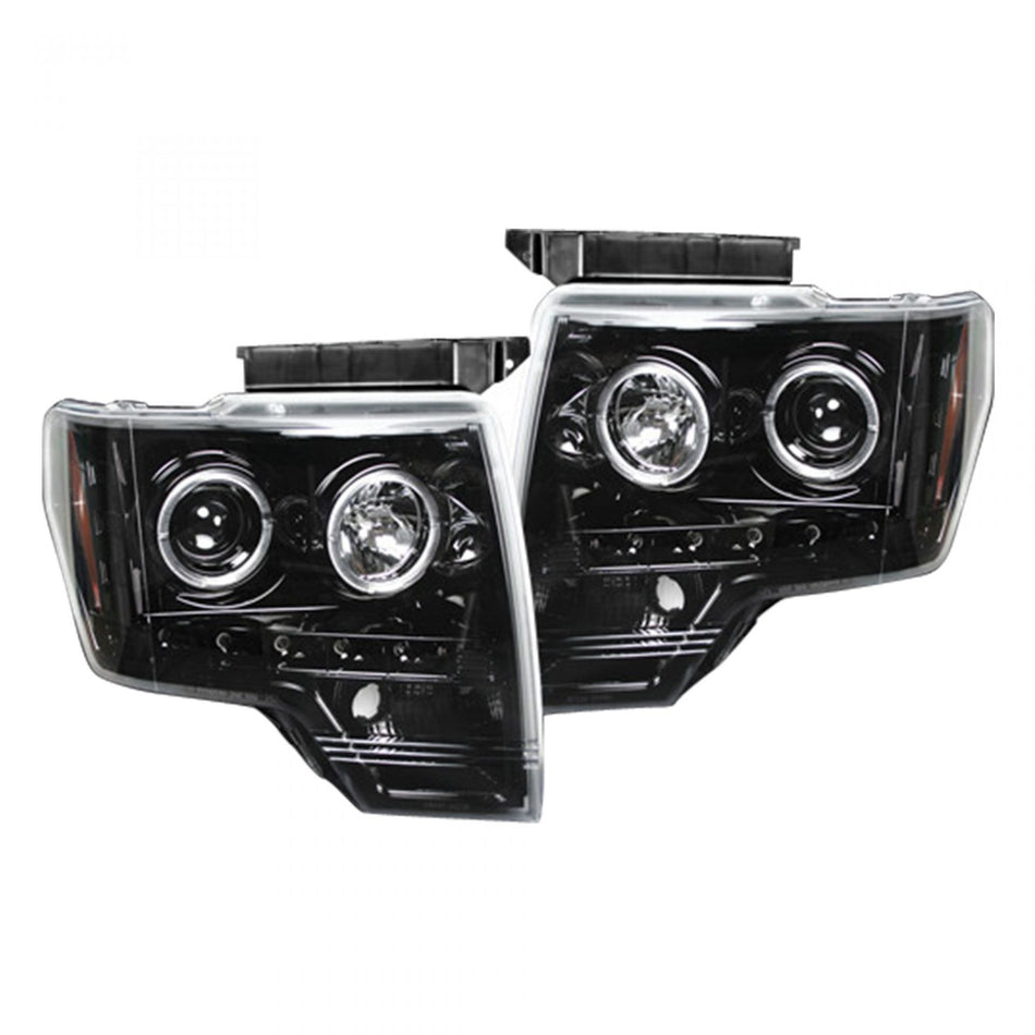 Ford F150 & Raptor 09-14 Projector Headlights CCFL Halos & DRL Smoked/Black