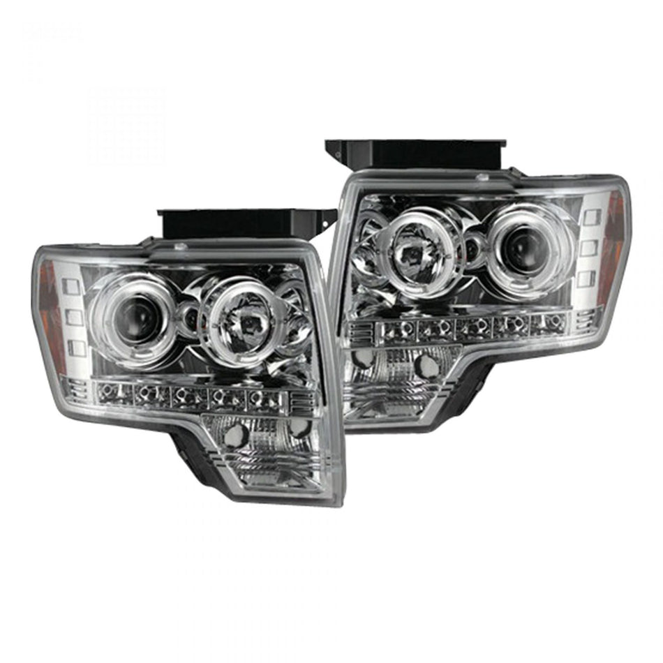 Ford F150 & Raptor 09-14 Projector Headlights in Clear/Chrome