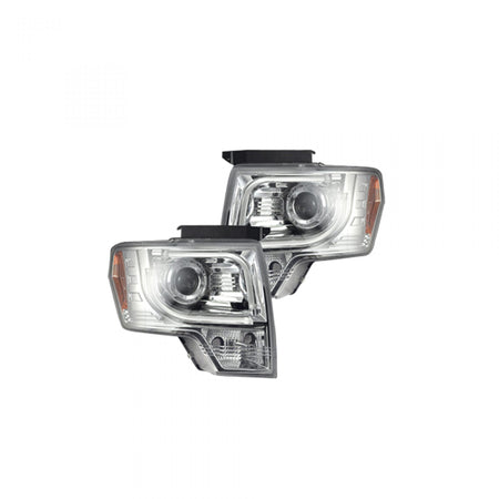 Ford F150 &amp; Raptor 09-14 Projector Headlights OLED Halos &amp; DRL Clear/Chrome