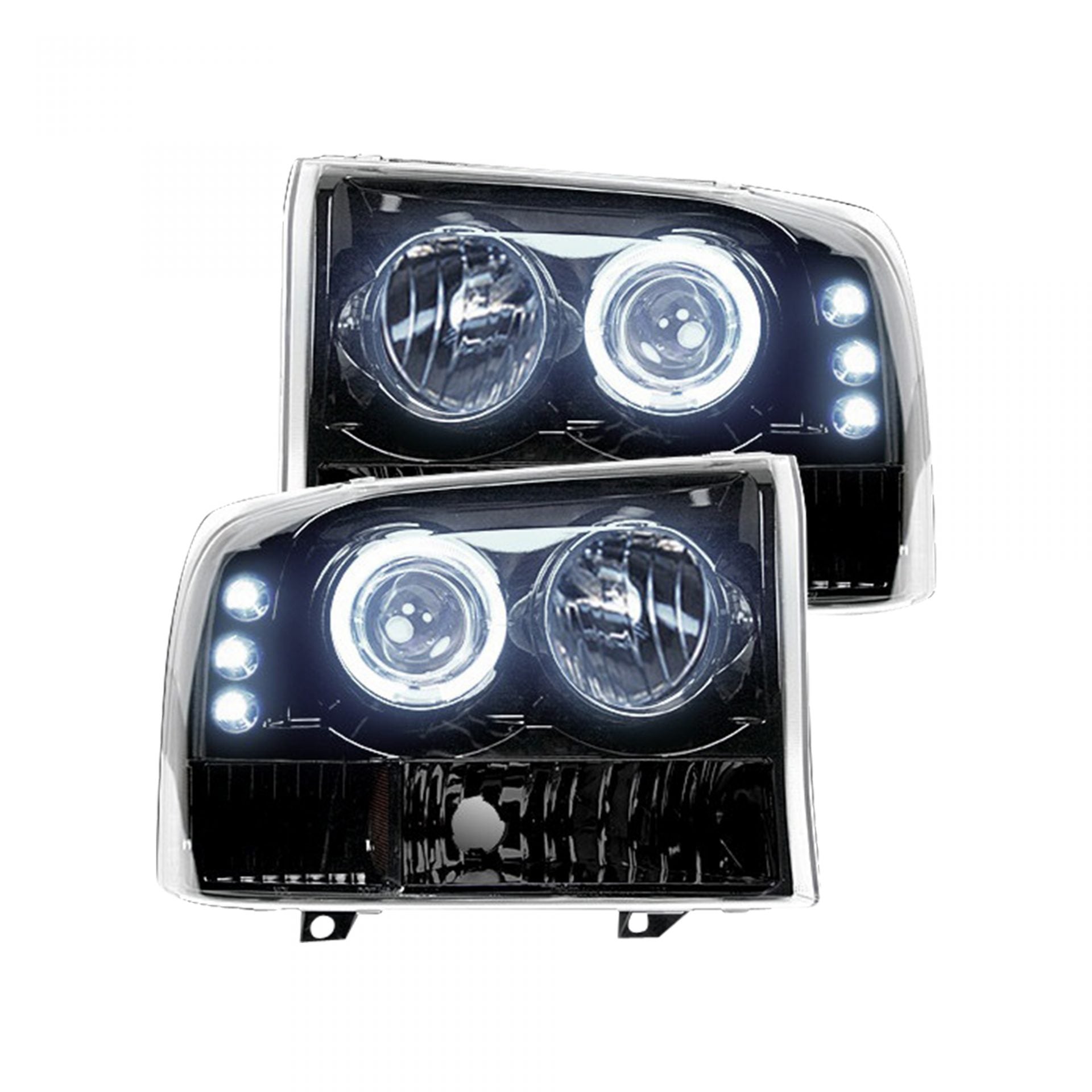 Ford Super Duty 99-04 Projector Headlights in Smoked/Black