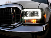 Ford Super Duty 99-04 Projector Headlights OLED Halos DRL Smoked/Black