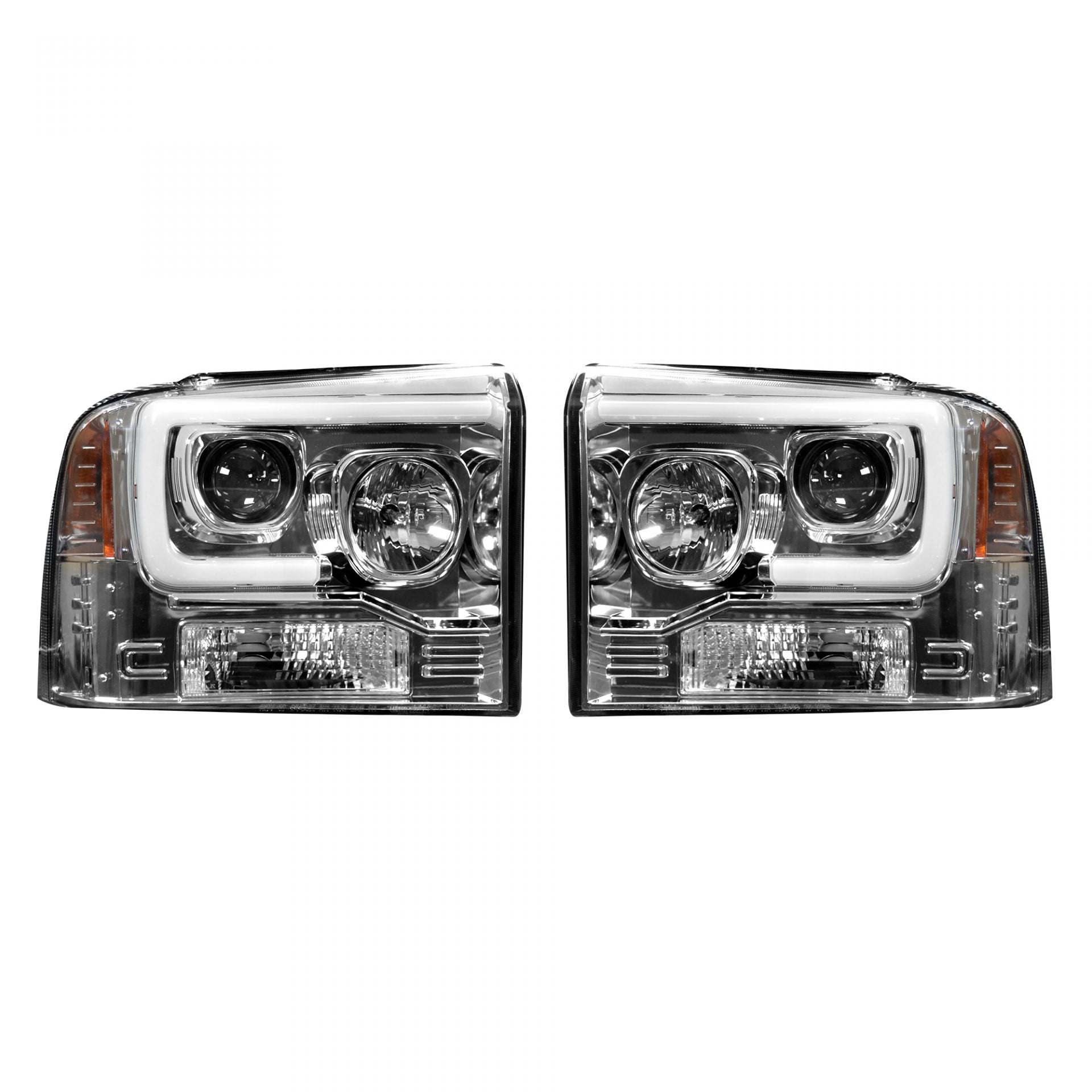 Ford Super Duty 05-07 Projector Headlights OLED Halos DRL Clear