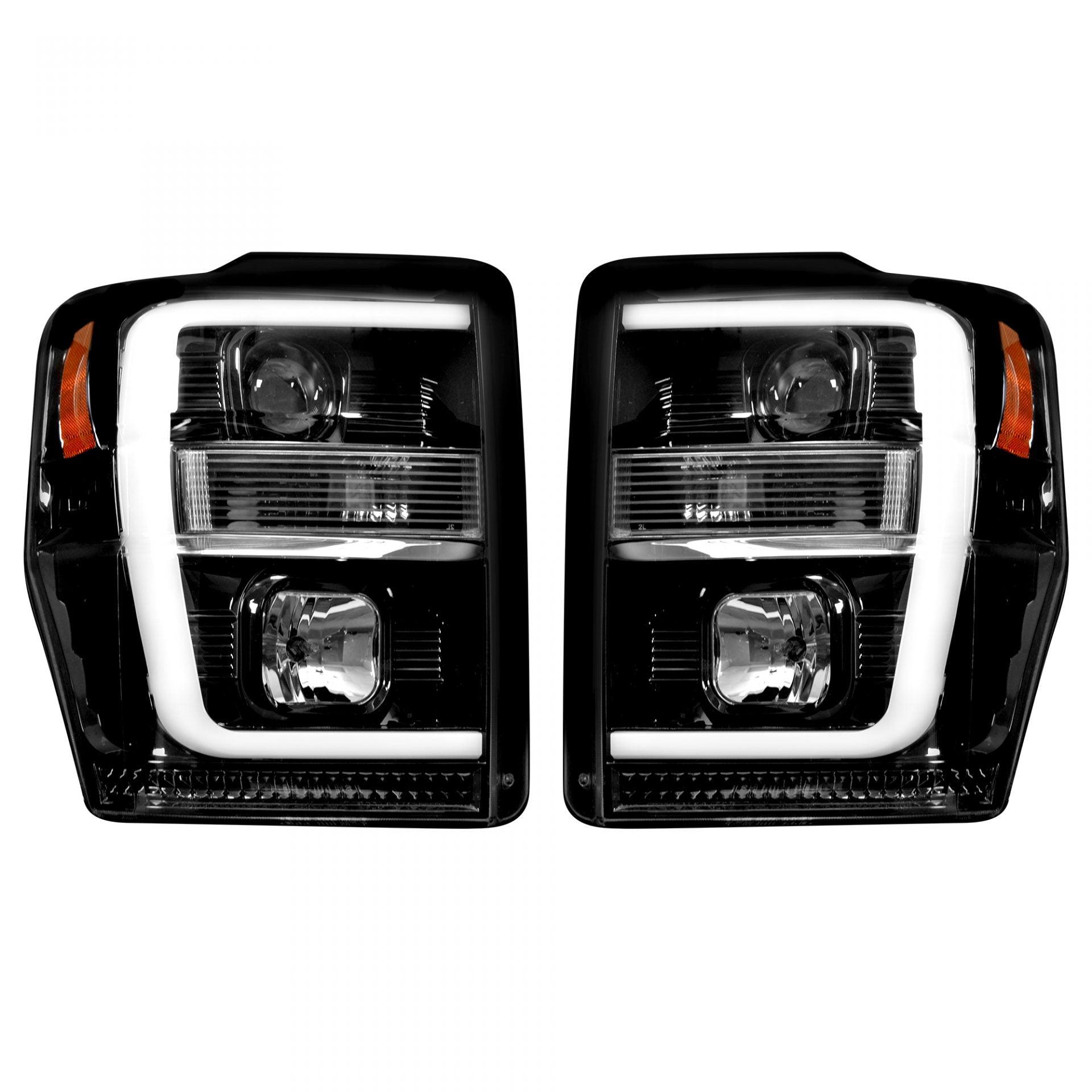 Ford Super Duty 08-10 Projector Headlights OLED Halos DRL Smoked
