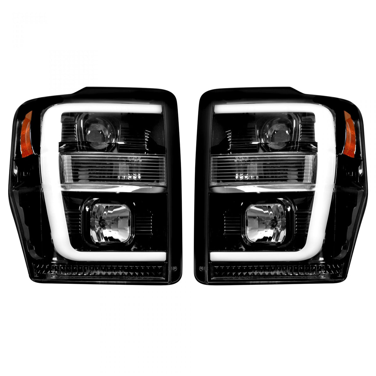 Ford Super Duty 08-10 Projector Headlights OLED Halos DRL Smoked/Black