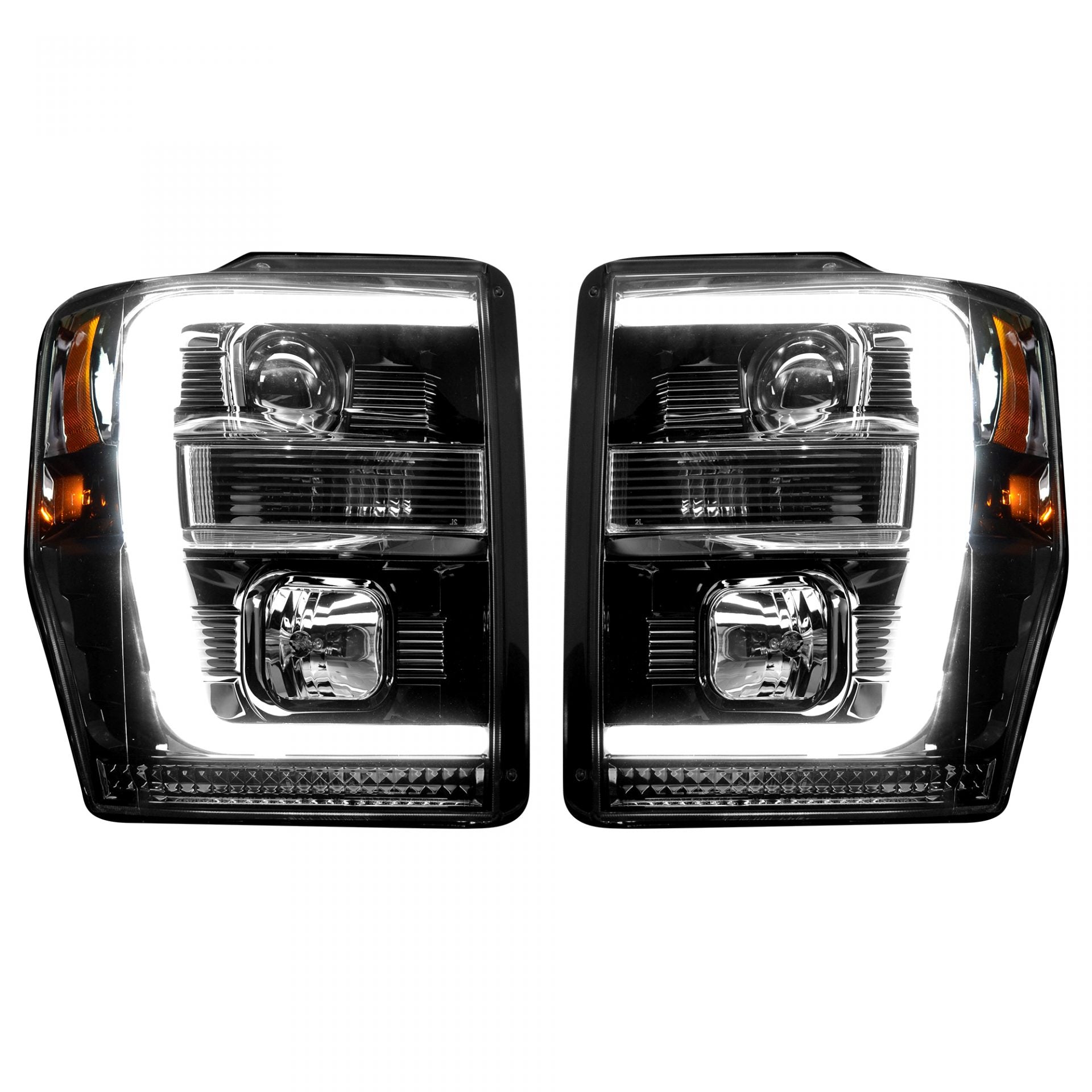 Ford Super Duty 08-10 Projector Headlights OLED Halos DRL Smoked/Black -  GoRECON