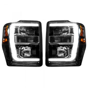 Ford Super Duty 08-10 Projector Headlights OLED Halos DRL Smoked/Black