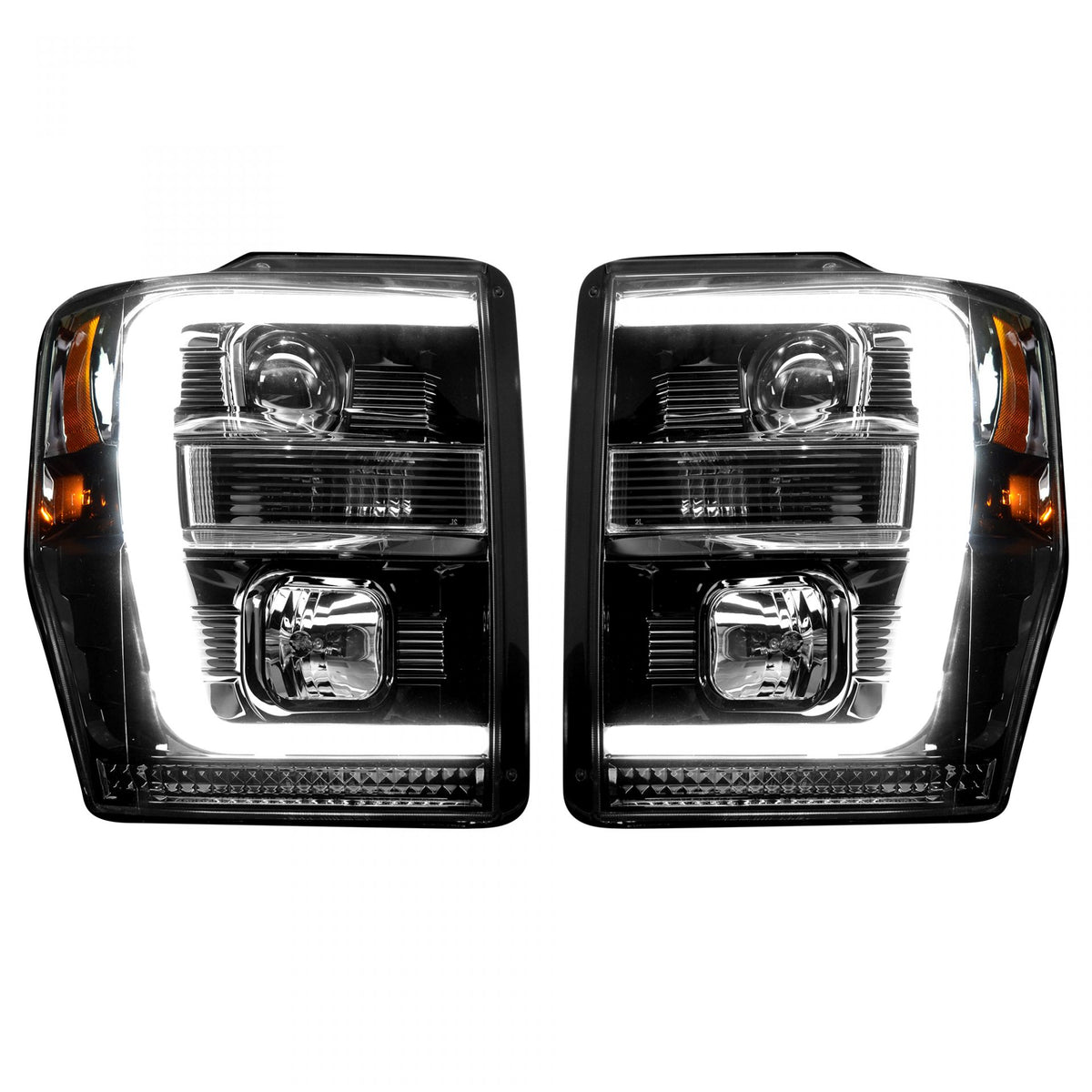 Ford Super Duty 08-10 Projector Headlights OLED Halos DRL Smoked/Black