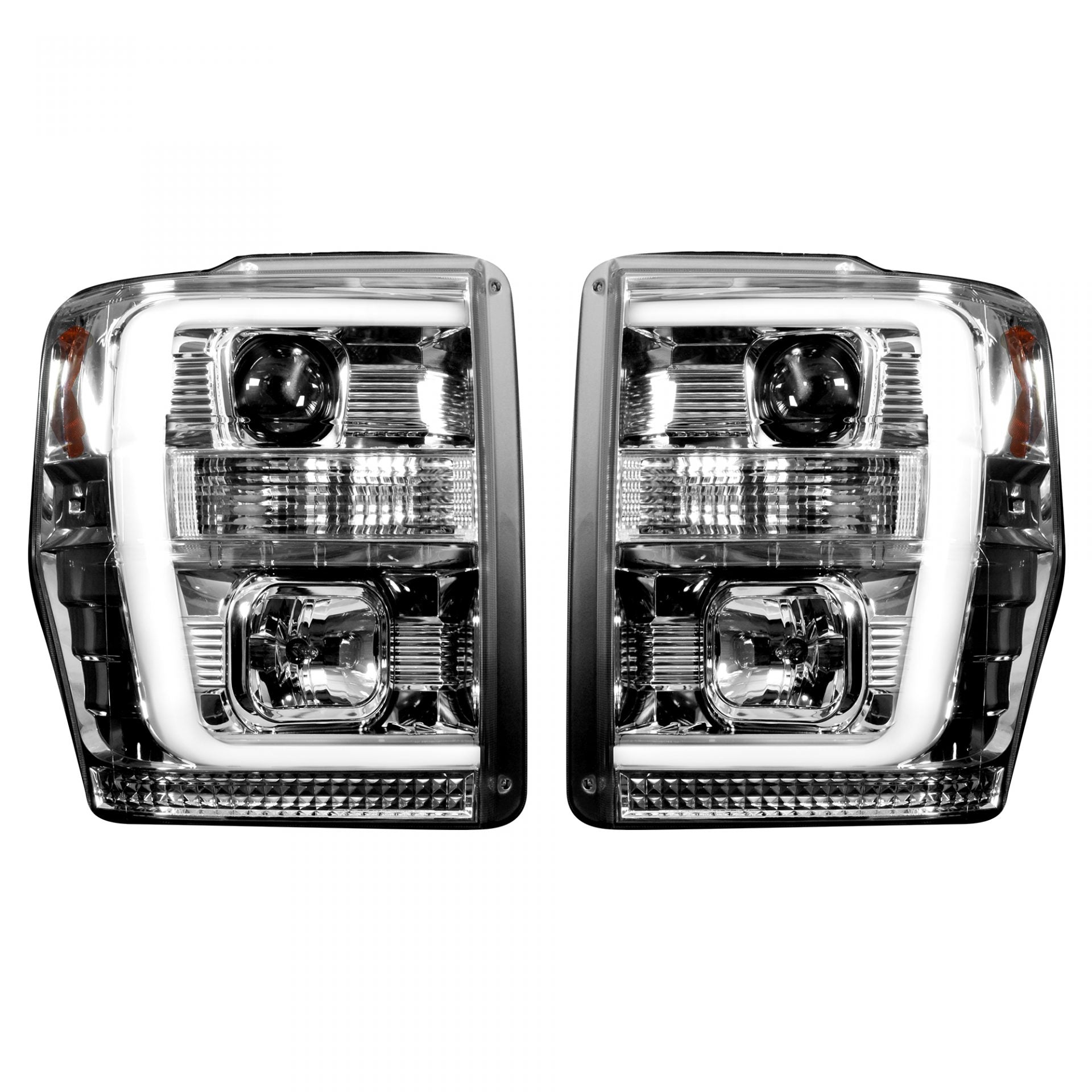 Ford Super Duty 08-10 Projector Headlights OLED Halos DRL Clear/Chrome