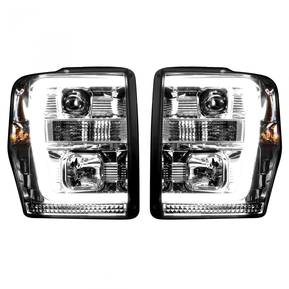 Ford Super Duty 08-10 Projector Headlights OLED Halos DRL Clear/Chrome