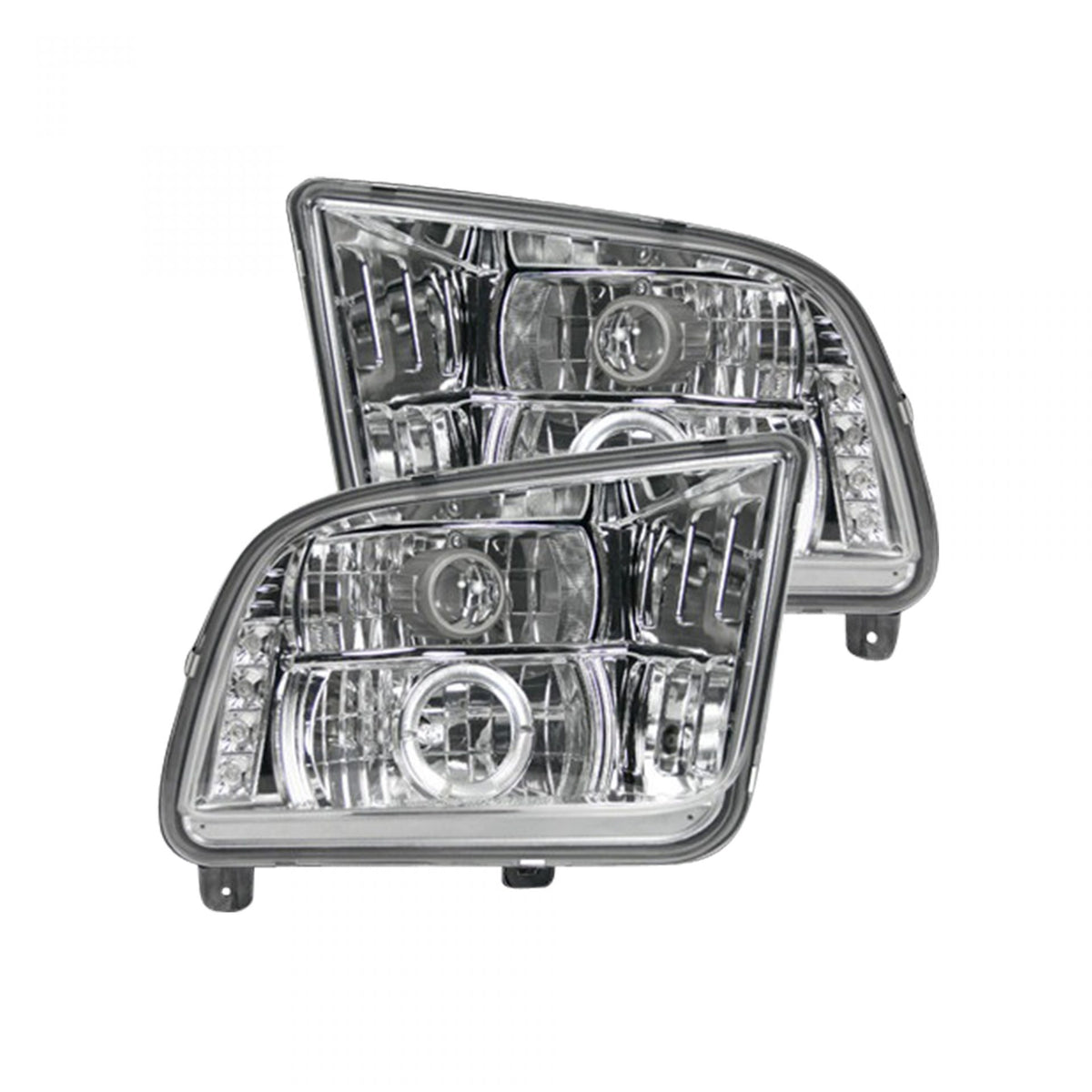 Ford Mustang 05-09 Projector Headlights in Clear/Chrome