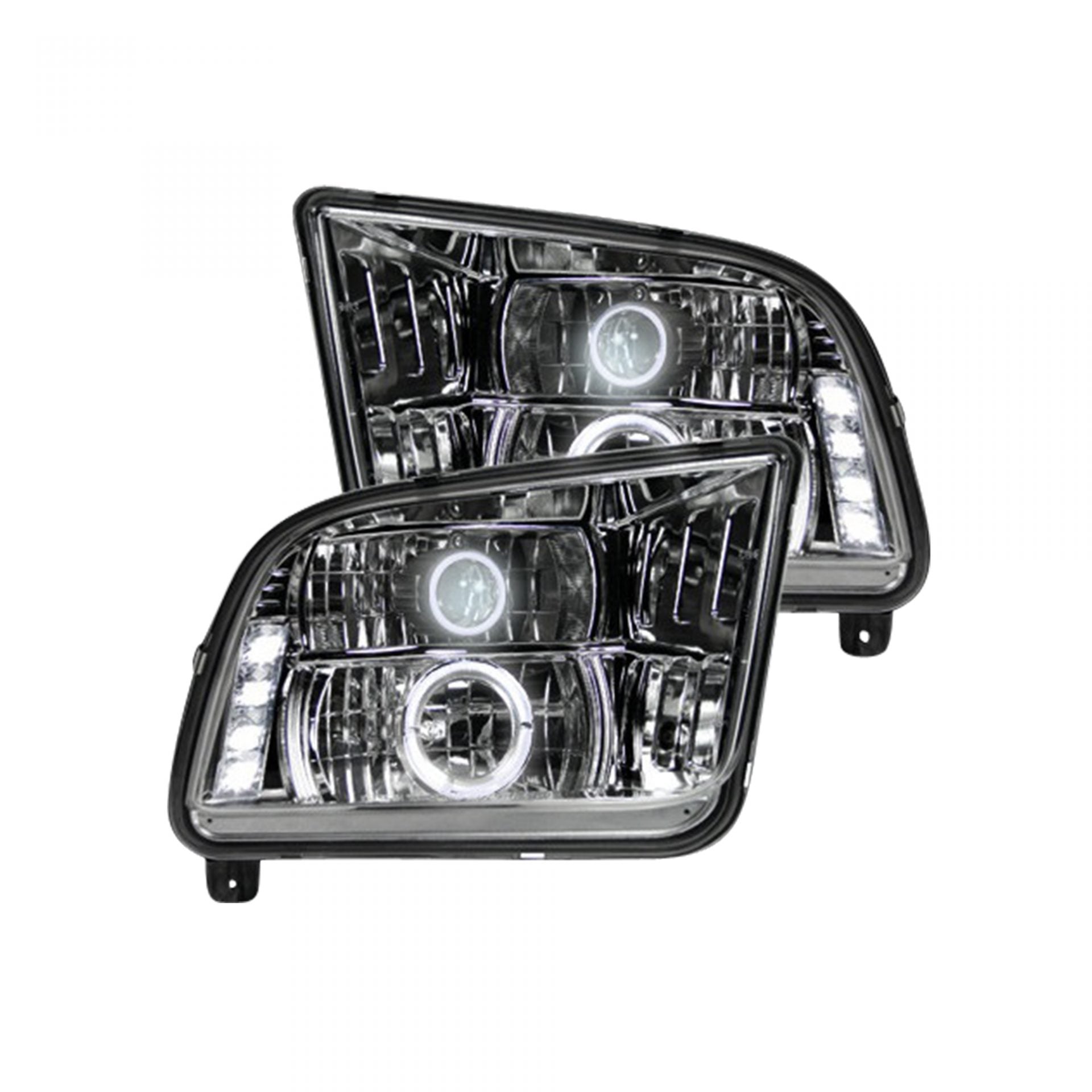 Ford Mustang 05-09 Projector Headlights in Clear/Chrome