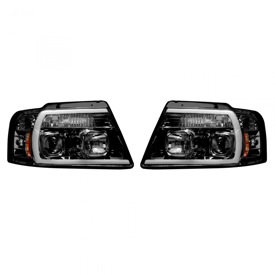 Ford F150 04-08 Projector Headlights OLED Halos &amp; DRL in Smoked/Black