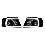 Ford F150 04-08 Projector Headlights OLED Halos &amp; DRL in Smoked/Black