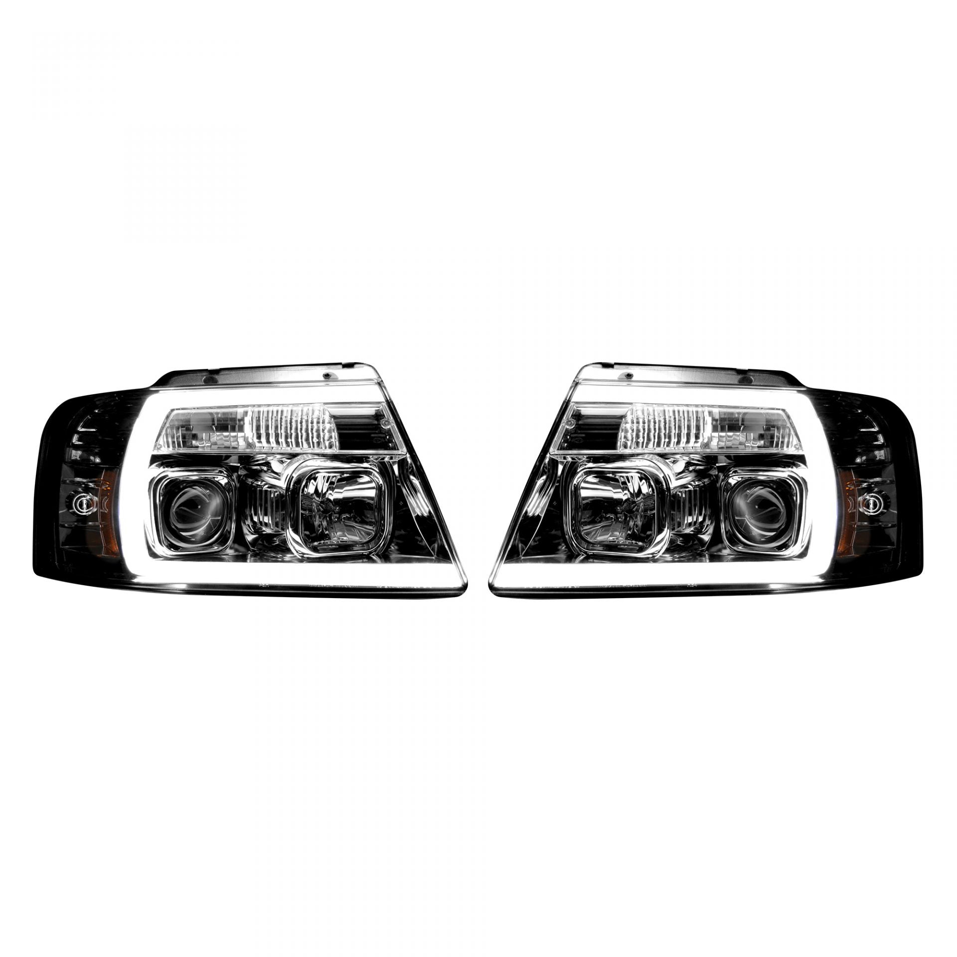 Ford F150 04-08 Projector Headlights OLED Halos & DRL in Clear/Chrome -  GoRECON