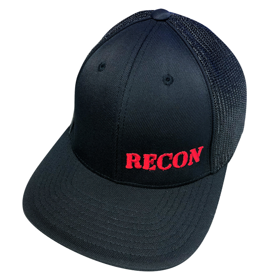 Black RECON Hat w/ Small Red Logo - Non-Adjustable
