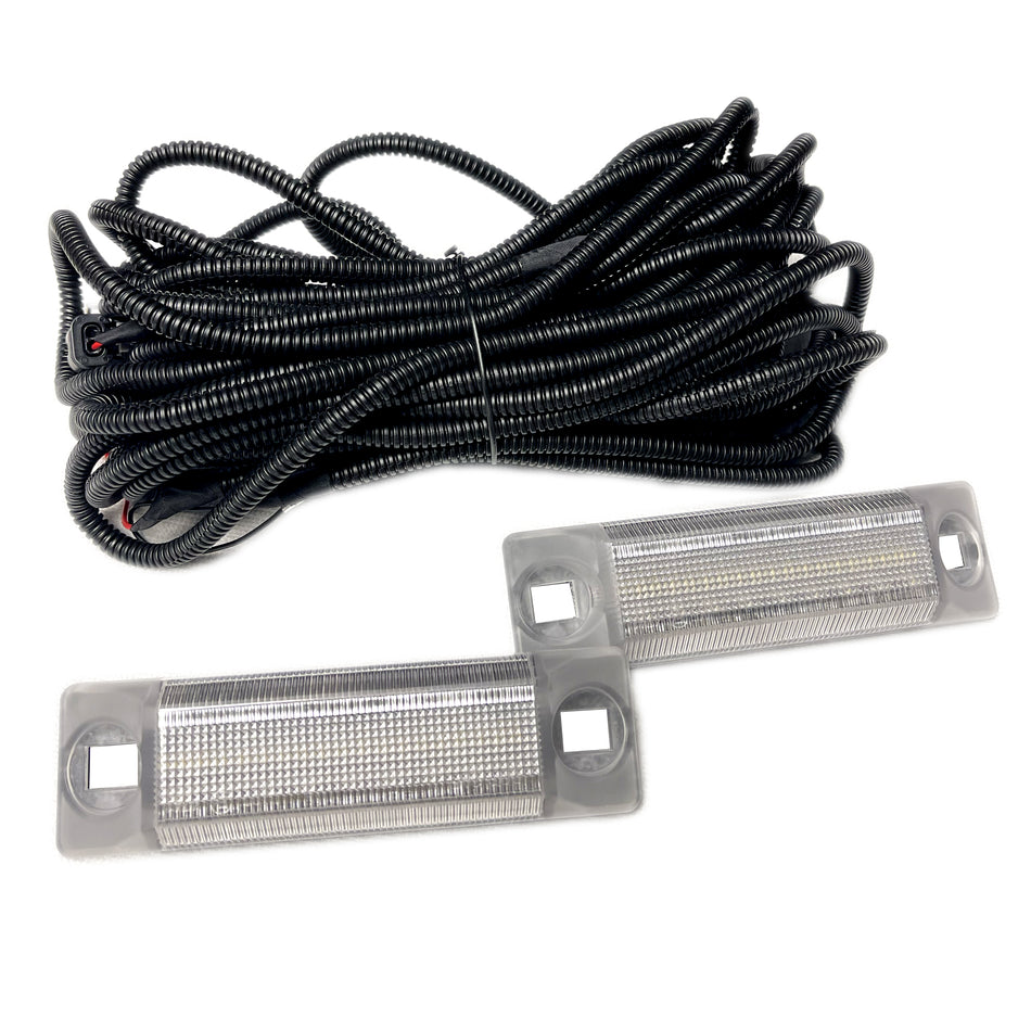 Dodge RAM 16-18 1500/2500/3500 Ultra High Power Bed Rail / Cargo Area LED Light Kit w/ Complete Wiring Kit - 2-Piece Set in White LED with Clear Lens