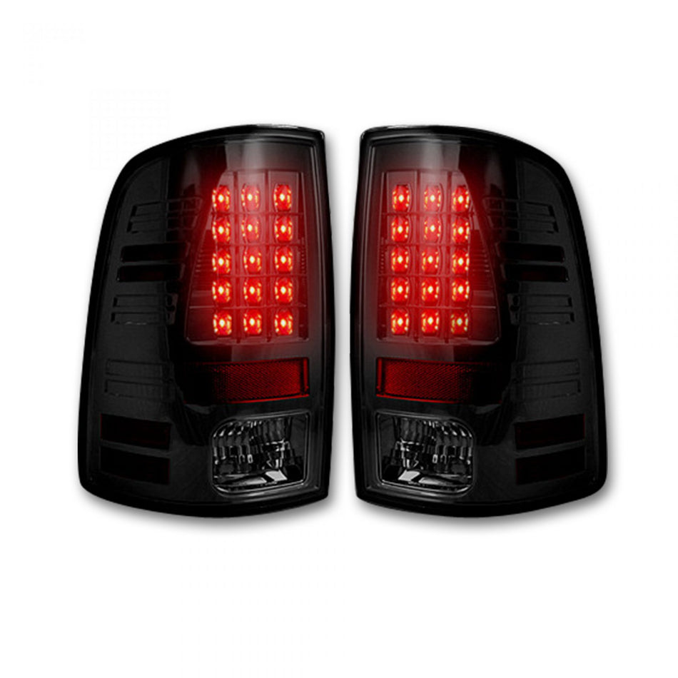 Dodge RAM 1500/2500/3500 13-18 (Replaces OEM LED) Tail Lights LED in Dark Red Smoked