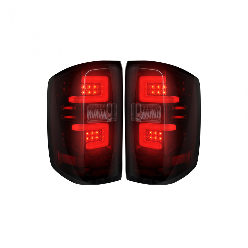 Chevy Silverado 1500 14-18 &amp; 2500/3500 14-19 Replaces OEM Halogen Tail Lights OLED Dark Red Smoked