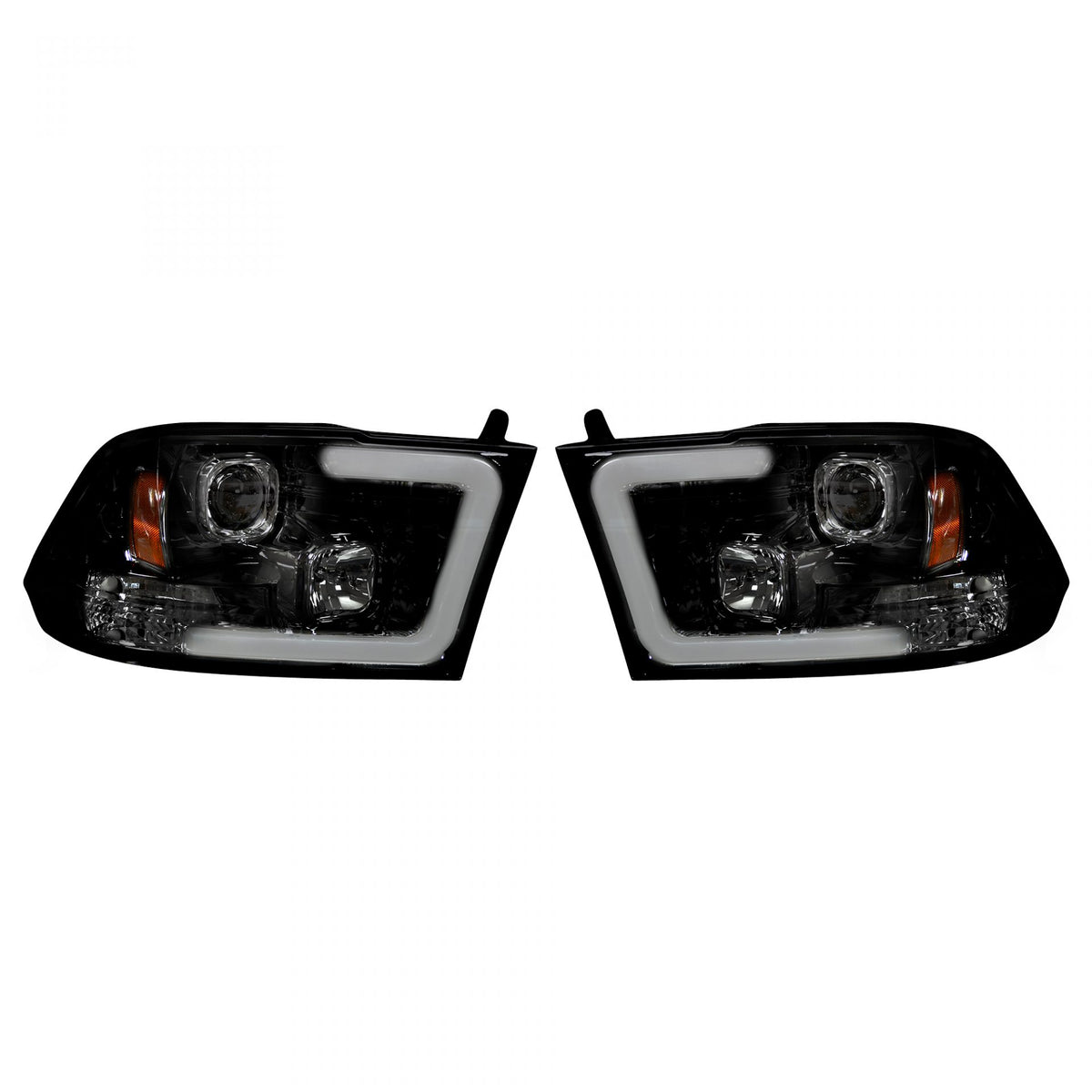 Dodge RAM 1500 09-19 &amp; 2500/3500 10-18 Projector Headlights OLED Halos &amp; DRL Smoked/Black
