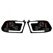Dodge RAM 1500 09-19 &amp; 2500/3500 10-18 Projector Headlights OLED Halos &amp; DRL Smoked/Black