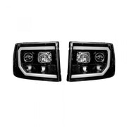 GMC Sierra 07-13 Projector Headlights OLED Halos &amp; DRL Smoked/Black