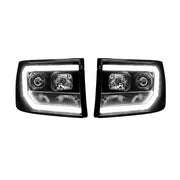 GMC Sierra 07-13 Projector Headlights OLED Halos &amp; DRL Smoked/Black
