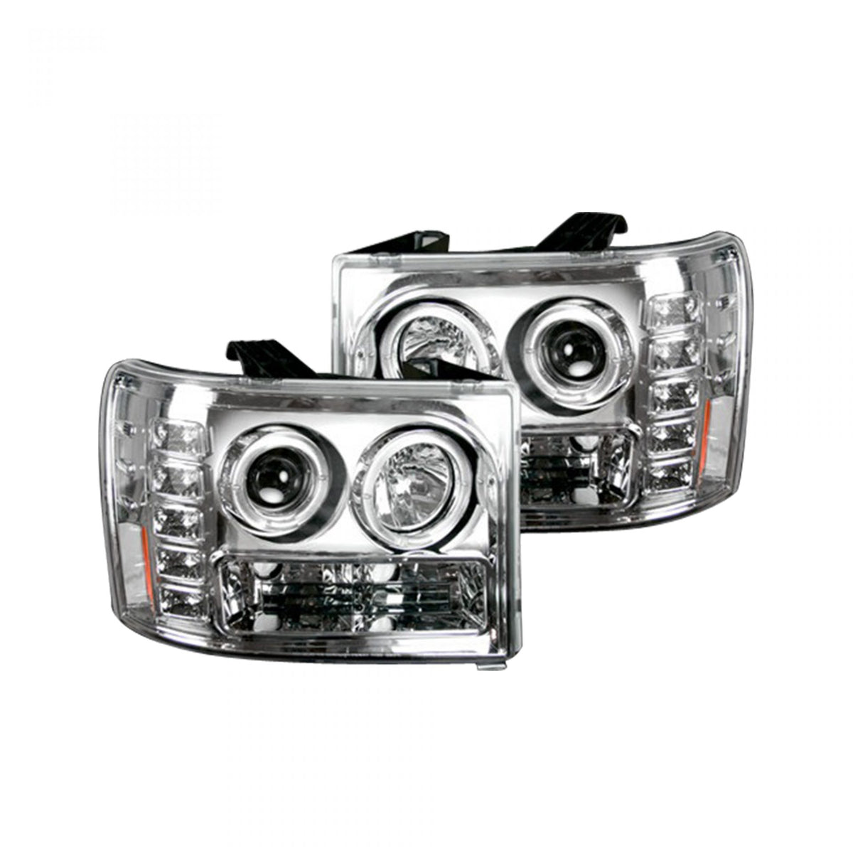 GMC Sierra 07-13 (2nd GEN) PROJECTOR HEADLIGHTS w/ CCFL HALOS &amp; DRL - Clear / Chrome