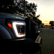 Ford Super Duty F250/350/450/550 11-16 Projector Headlights OLED Halos &amp; DRL Smoked/Black