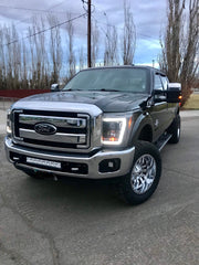 Ford Super Duty F250/350/450/550 11-16 Projector Headlights OLED Halos &amp; DRL Smoked/Black front