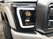 Ford Super Duty F250/350/450/550 11-16 Projector Headlights OLED Halos &amp; DRL Smoked/Black