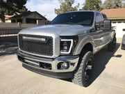 Ford Super Duty F250/350/450/550 11-16 Projector Headlights OLED Halos &amp; DRL Smoked/Black