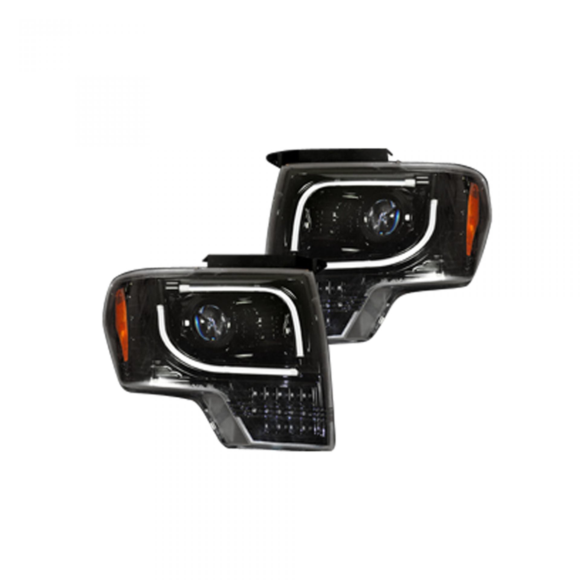 Ford F150 &amp; Raptor 13-14 Projector Headlights LED Smoked/Black