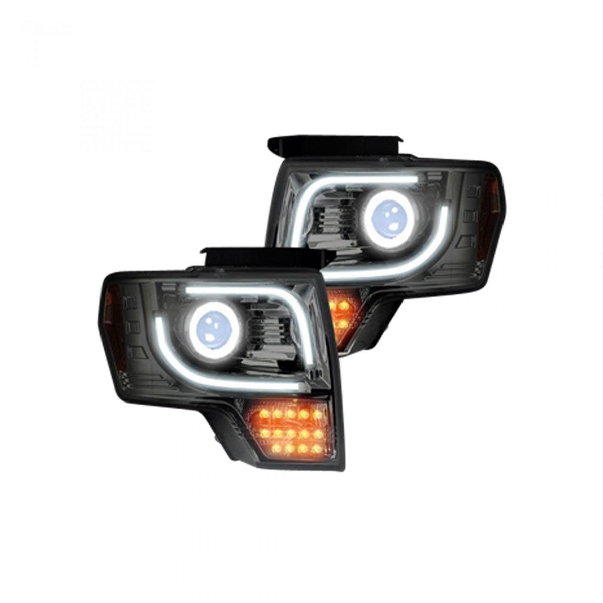 Ford F150 &amp; Raptor 13-14 Projector Headlights LED Smoked/Black